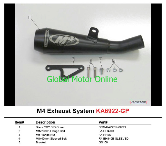 M4 GP BK S/O マフラー ZX-6R 09-14 KA6922-GP | Global Motor Online 