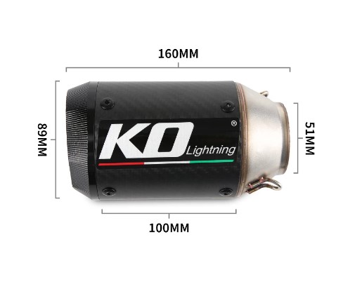 KO Lightning / 二輪用 汎用 マフラー 160mm 軽量 ショート サイレンサー 51(38)mm Φ50.8 (Φ37.8 ) / タイプD