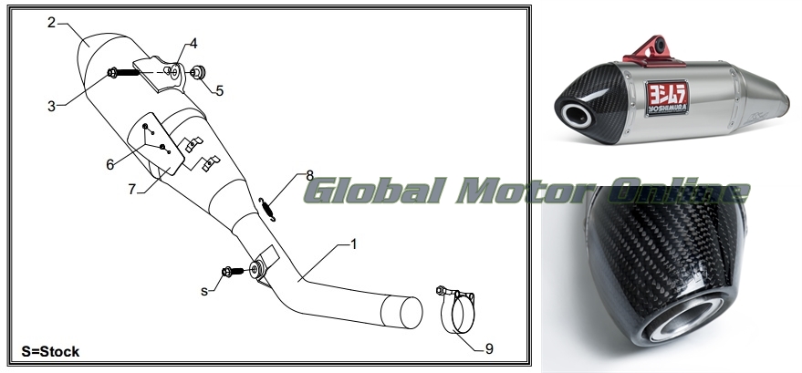 USヨシムラ RS-4 CFエンドキャップ スリップオン マフラー WR250X/R 08-13 133002D520 | Global Motor  Online Motorcycle オンラインショップ