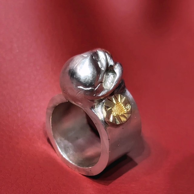 Skull Ring with k18 eye & k18 SL Eagle Metal Special Custom