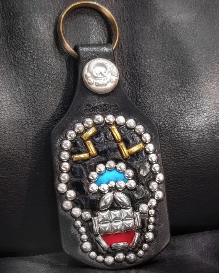 Boots Leather “SL Skull” Studs Key Holder | 8UP