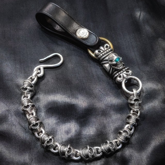 Skull Gothic Keeper 10 Skull Wallet Chain with Skull Green