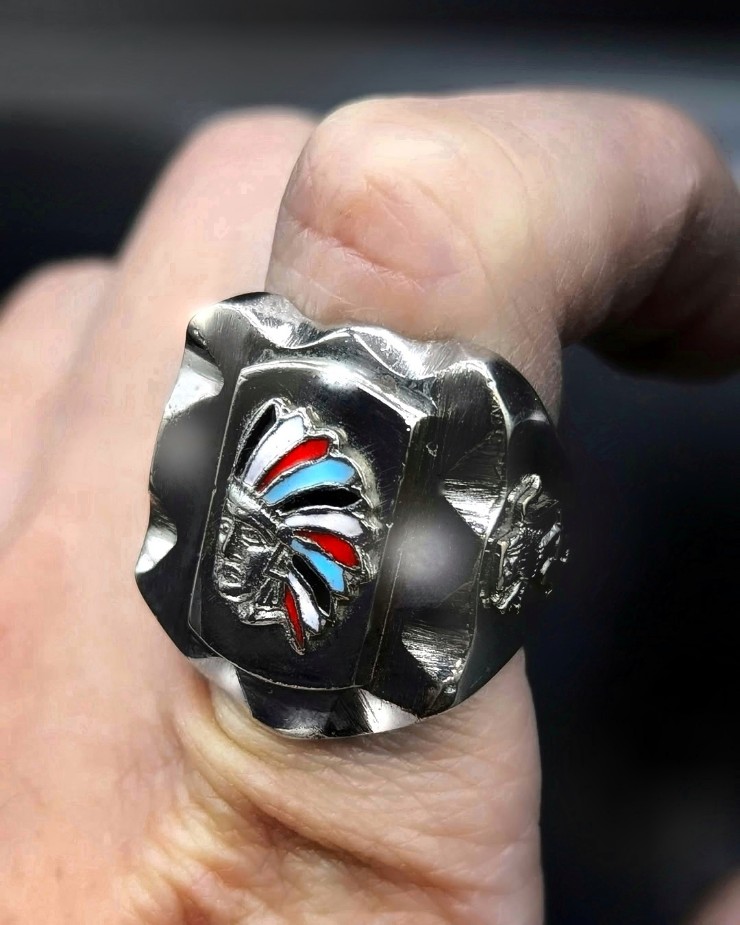 Vintage Mexican Biker Ring “Indian Head” | 8UP