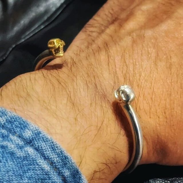Mini 2 Skull Bangle with One side k18 Skull Custom | 8UP