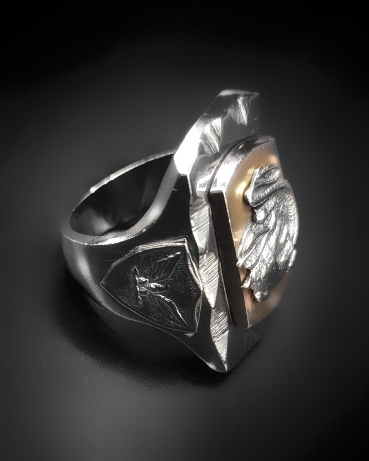 Vintage Mexican Biker Ring “Lucky Demon Dragon” | 8UP