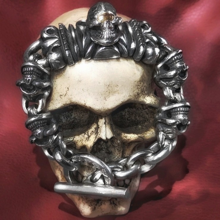 Skull Gothic Cross Bracelet with k18 Gold eye Custom | 8UP