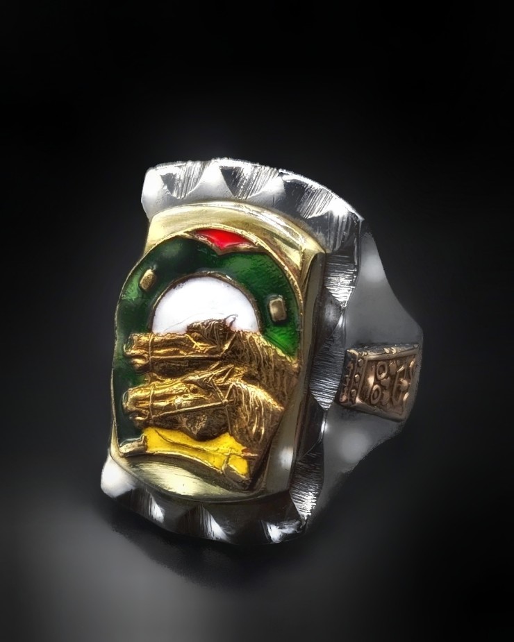 Vintage Mexican Biker Ring “Lucky Two Horse Heads shoe” | 8UP