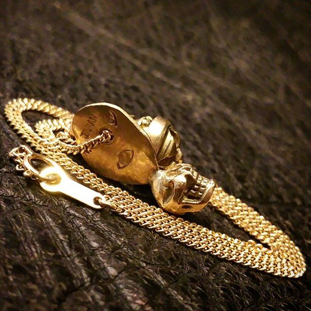 k18 ミニメタルスカル & k18 クロスボールカスタムネックレス | 8UP