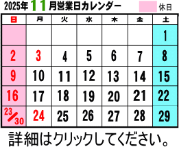令和7年11月カレンダー