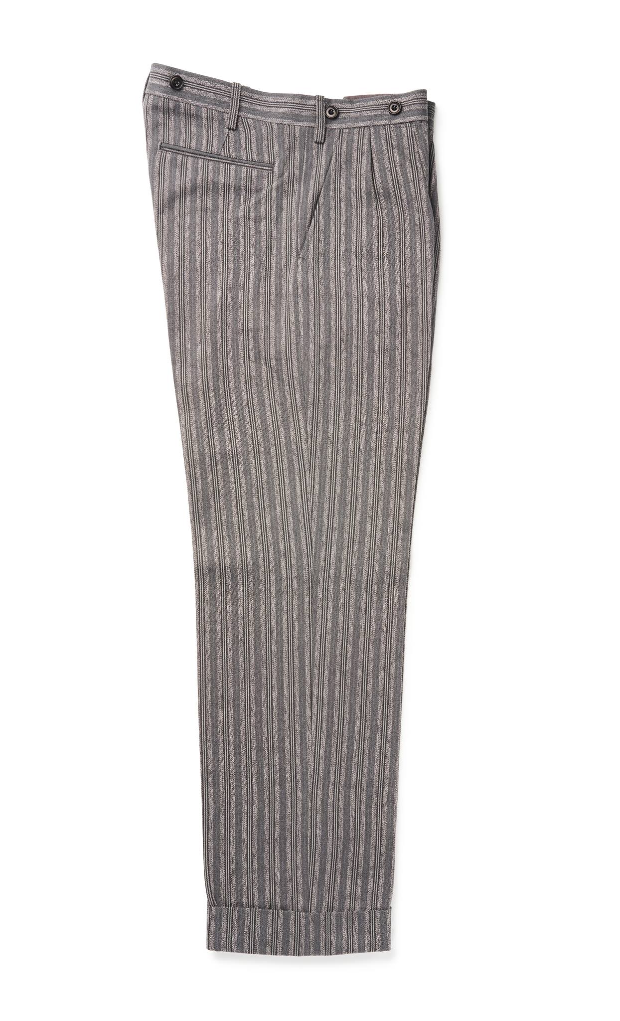 AP-069 ORIGINAL COTTON STRIPE TWO PLEATED TROUSERS | ADJUSTABLE