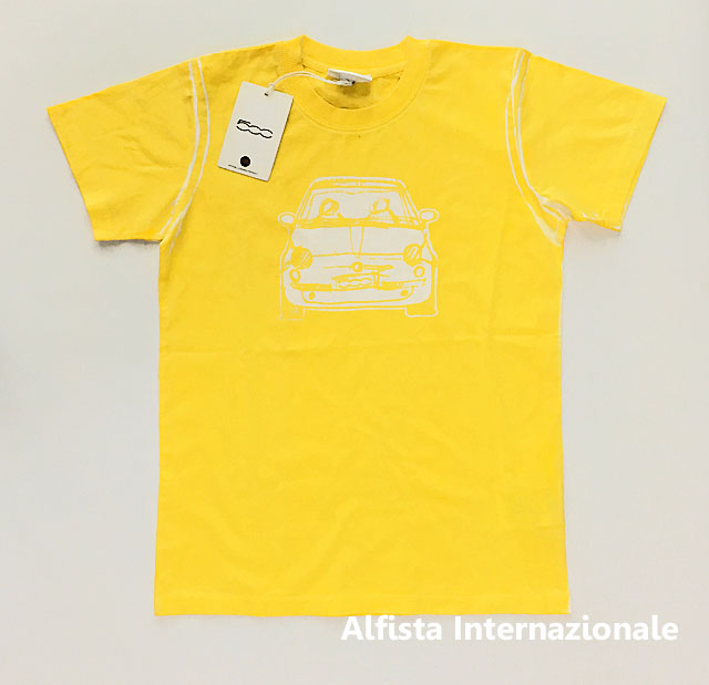 フィアット500 手描きチンクTシャツ（イエロー） | Alfista Internazionale