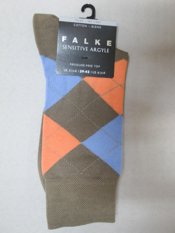 FALKE ファルケ センシティブ アーガイルソックス(モカ) | TAMAMI WEB SHOP