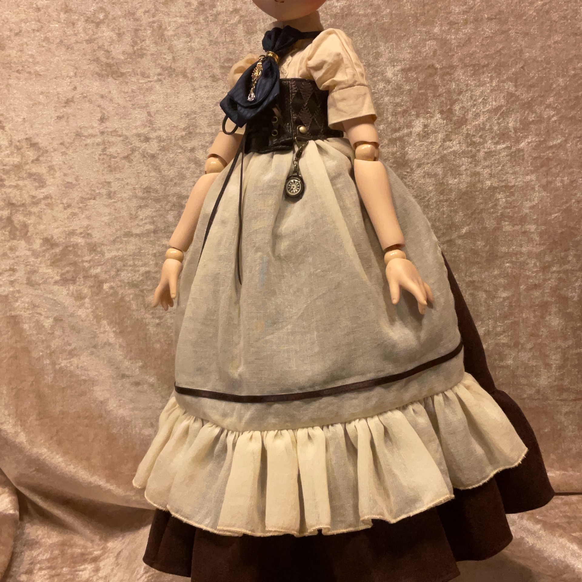 ディーラー様カーテンエプロンメイド服浅葱×ピンク CALULUさま MDD用