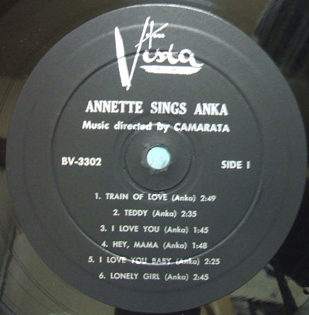 米Buena Vista mono】Annette/Sings Anka | ビッグ・ビート・レコード