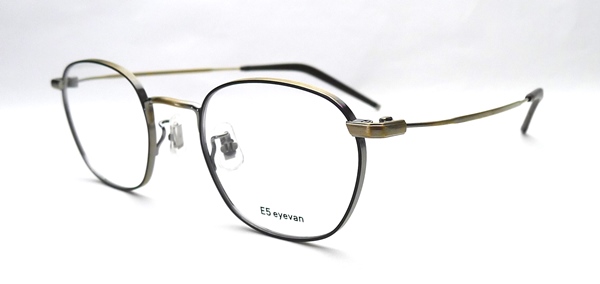 極美品□E5 eyevan イーファイブ アイヴァン m9 ウェリントン メガネ 眼鏡 アイウェア ホワイトゴールド ブラック 48□21-154 度入り 日本製 メンズ E5 eyevan（イーファイブ アイヴァン） m9 (48) MBRAG/AG ｜ メガネ