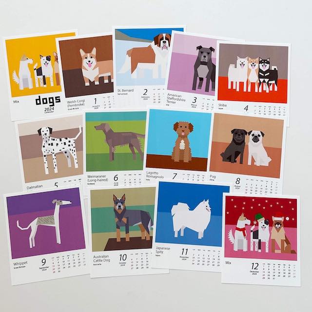 dogs calendar 2024 1,500円（税別） | バドバドサーカス犬猫道具店