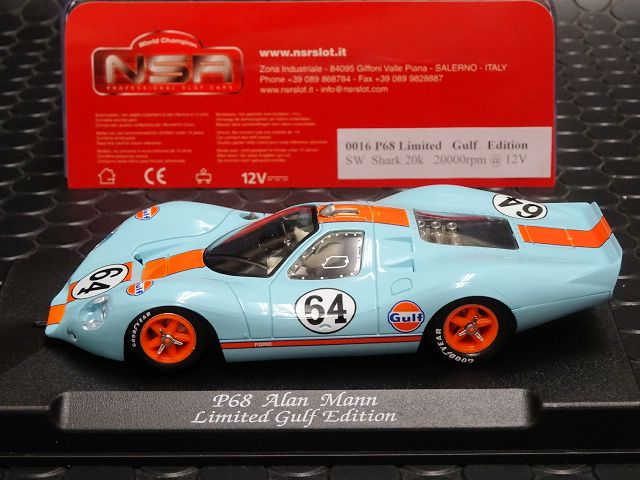 スロットカー　SCLEXTRIC LIMITED EDITION NSR 1/32 ｽﾛｯﾄｶｰ 0016-SW ◇FORD P68 Alan Mann #64 ”GULF