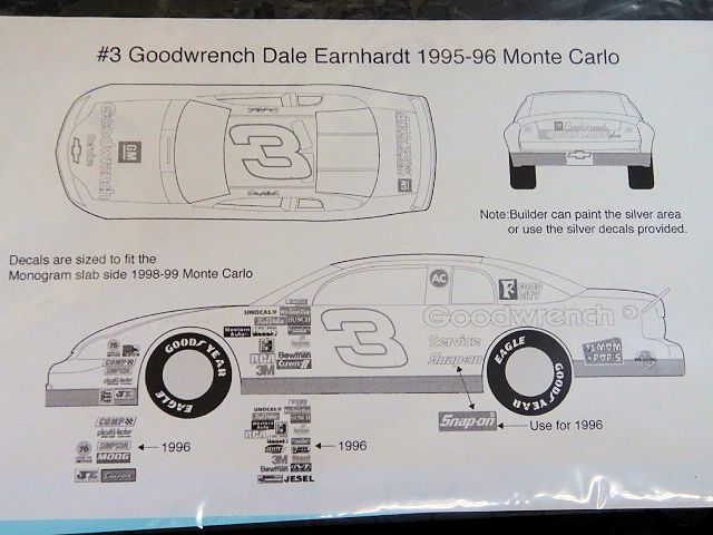 1/24 NASCARﾃﾞｶｰﾙ #3 Dale Earnhardt's ”Goodwrench” Chevy Monte