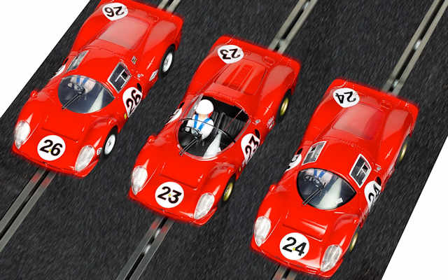 Scalextric 1/32 ｽﾛｯﾄｶｰ C4391A ◇ 1967 Daytona 24 ”Triple Pack” #23/Ferrari  330P4/S、#24/ Ferrari 330P4、#26/ Ferrari 412P 2000/LIMITED-BOX set 限定3台セット  ハイディティールモデル◇世界2000限定・デイトナ24 レジェンド 3台セット！ | NASCAR・スロットカー ...