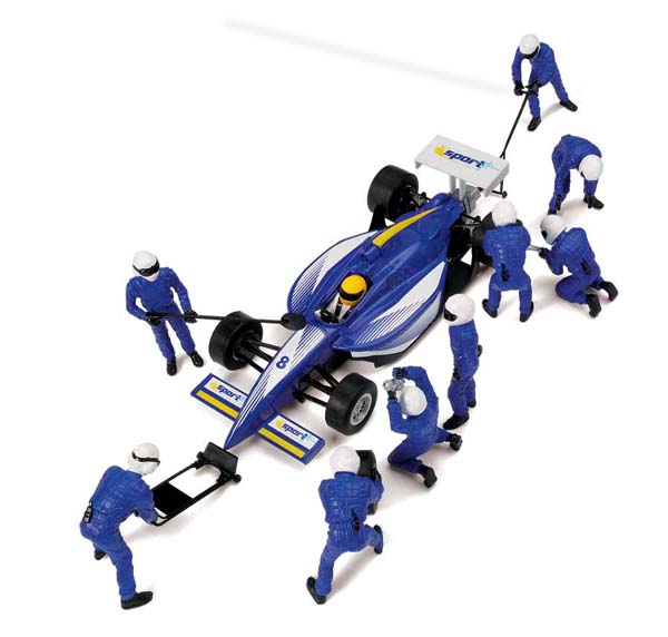 Scalextric1/32ｽﾛｯﾄｶｰ用ﾌｨｷﾞｭｱ C8303◇ピットチーム Aｾｯﾄ/ﾌﾞﾙｰ （Jack 