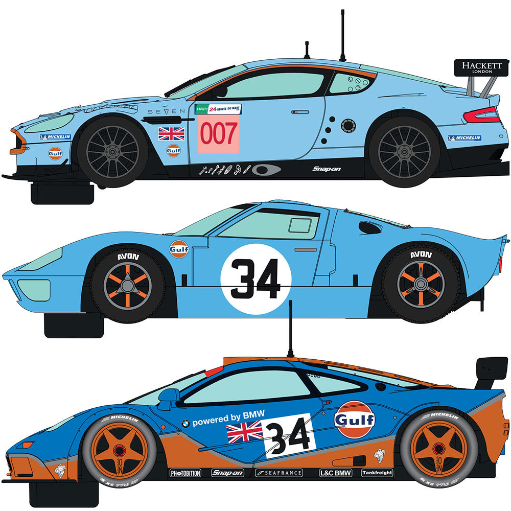 Scalextric 1/32 ｽﾛｯﾄｶｰ C4109A◇ ROFGO Collection ”Gulf Triple Pack