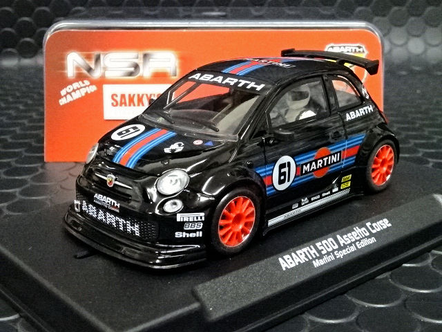 NSR 1/32 ｽﾛｯﾄｶｰ 0261SW◇Fiat Abarth 500 #61 Martini -BLACK