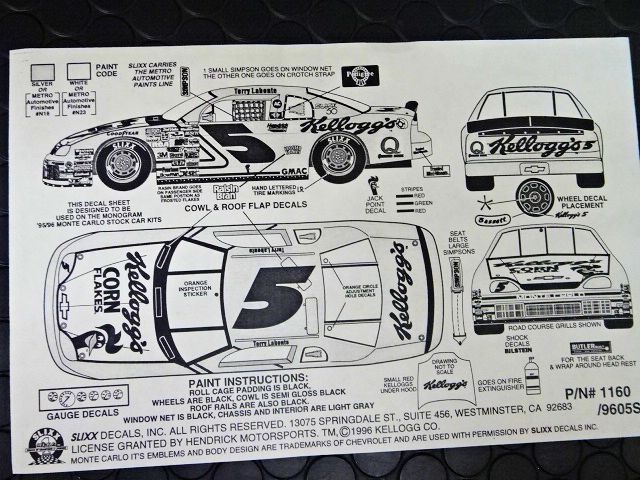 slixx製 1/24 ｽﾛｯﾄｶｰ用 NASCARﾃﾞｶｰﾙ ☆#5 Terry Labonte 