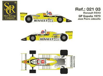 Slot Racing Company 1/32 ｽﾛｯﾄｶｰ SRC 02103 ◇ RENAULT RS10 SPAIN ESPANA 1979  F1 GP #15/Jean-Pierre Jabouille 1/1000 Limited 限定モデル ☆F1-GPシリーズ  ◇再入荷しました！これが最後のチャンス！ | NASCAR・スロットカー・ミニカーの専門店<<サッキーズ ...