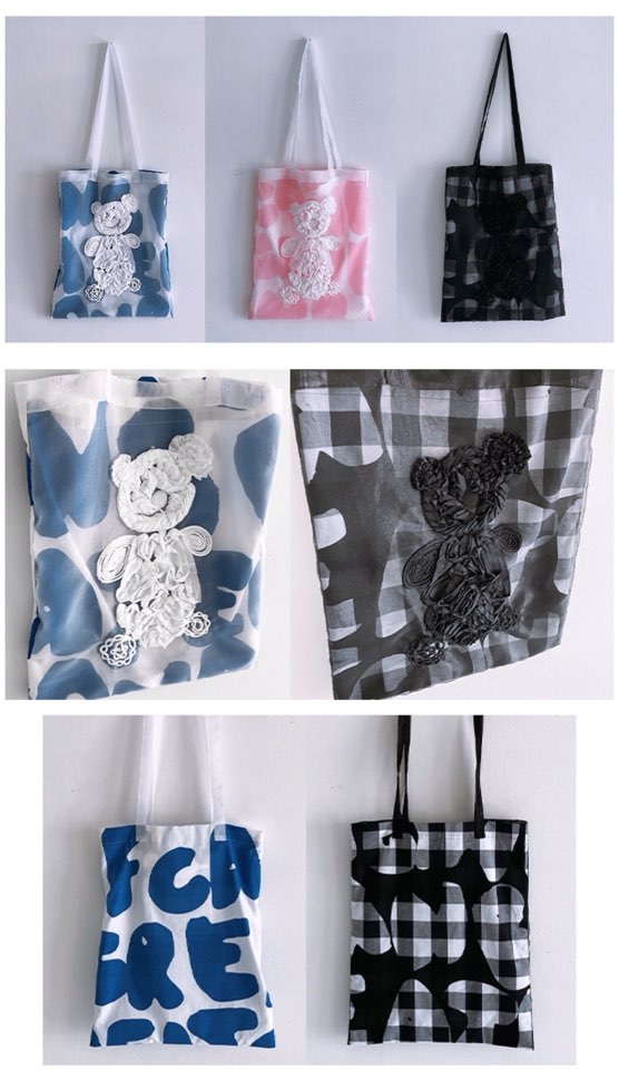 TAPE EMBROIDERY BEAR TULLE BAG /frankygrow | Lights チクチクNAL洋品店