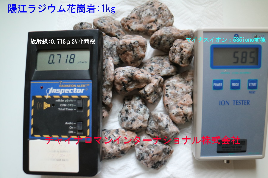 陽江ラジウム花崗岩1kgでの数値