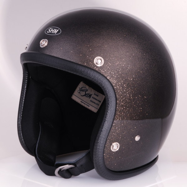 Lot-504 ジェットヘルメット SHM SG規格(全排気量) HELMETS ビンテージモデル スモールジェッペル 日本製 フレーク塗装  BLACK FLAKE - COOLBIKERS 「調光偏光サングラス」（メディアワールド）