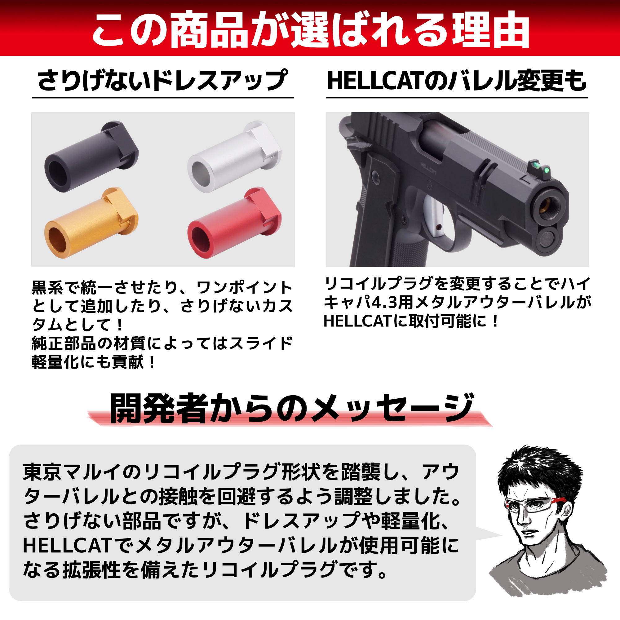 リコイルプラグ ゴールド 東京マルイ ハイキャパ4.3シリーズ & Carbon8