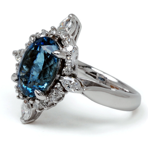 Pt 900製アクアマリン・ダイアモンド（ダイヤモンド）リング | Jewelry 