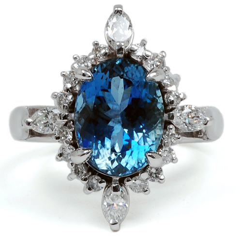Pt 900製アクアマリン・ダイアモンド（ダイヤモンド）リング | Jewelry