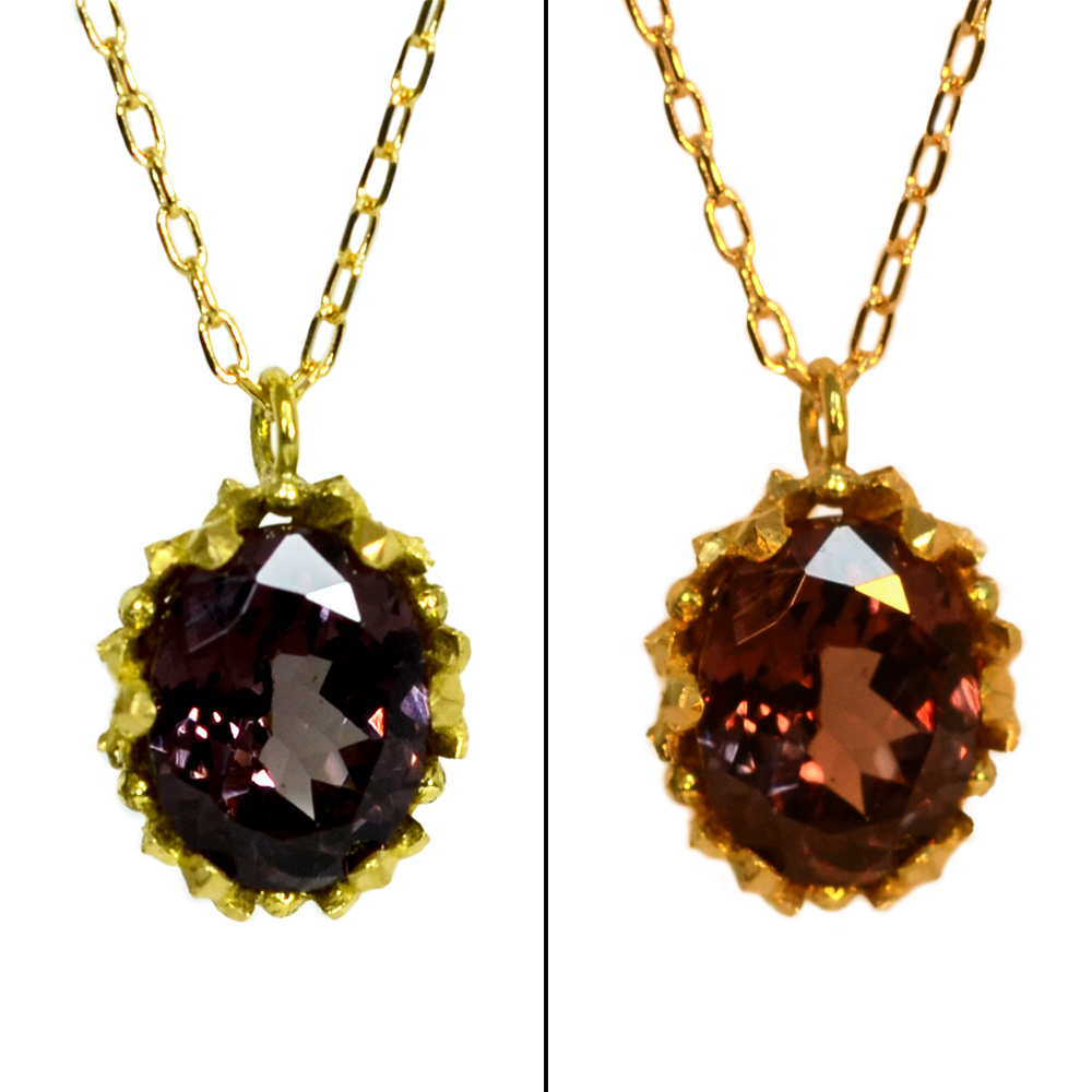 K18製カラーチェンジガーネットペンダントネックレス | Jewelry