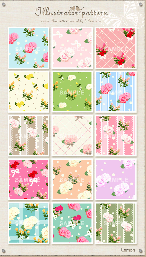 THE PRINT DESIGN 花柄パターン集 No1113 花柄 イラストレーター パターン 【AI JPGセット