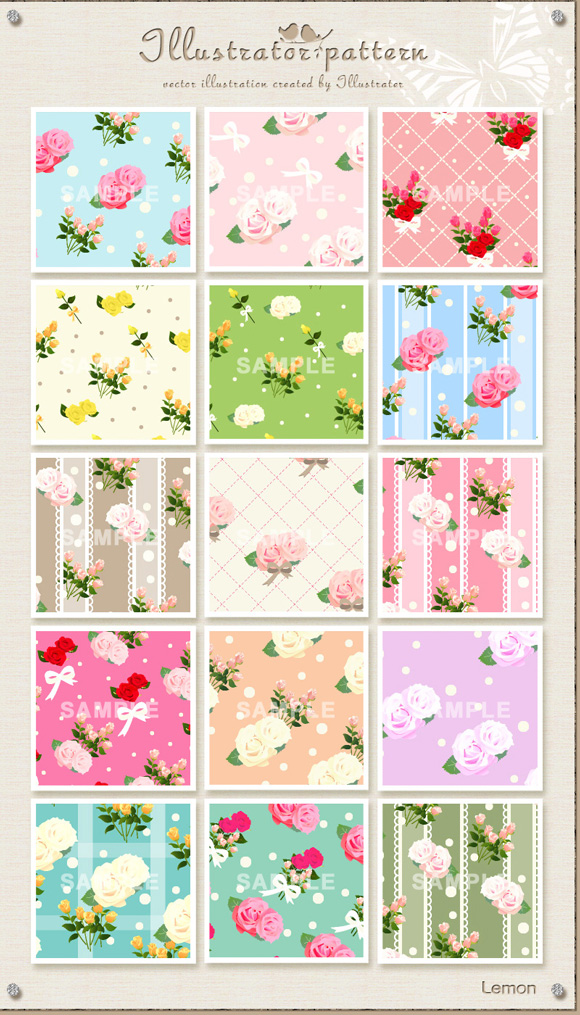 No1114 花柄 パターン | イラストダウンロード販売｜D-Lemon