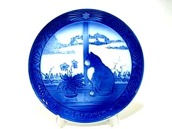 ロイヤルコペンハーゲン イヤープレート 1970年 クリスマスローズと猫