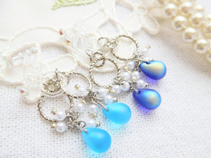 雨粒ビーズ❁ノンホールピアス   今ならプロフ見るとお得に！❤︎ No.164】ピアス/ノンホールピアス 雨 - メルカリ