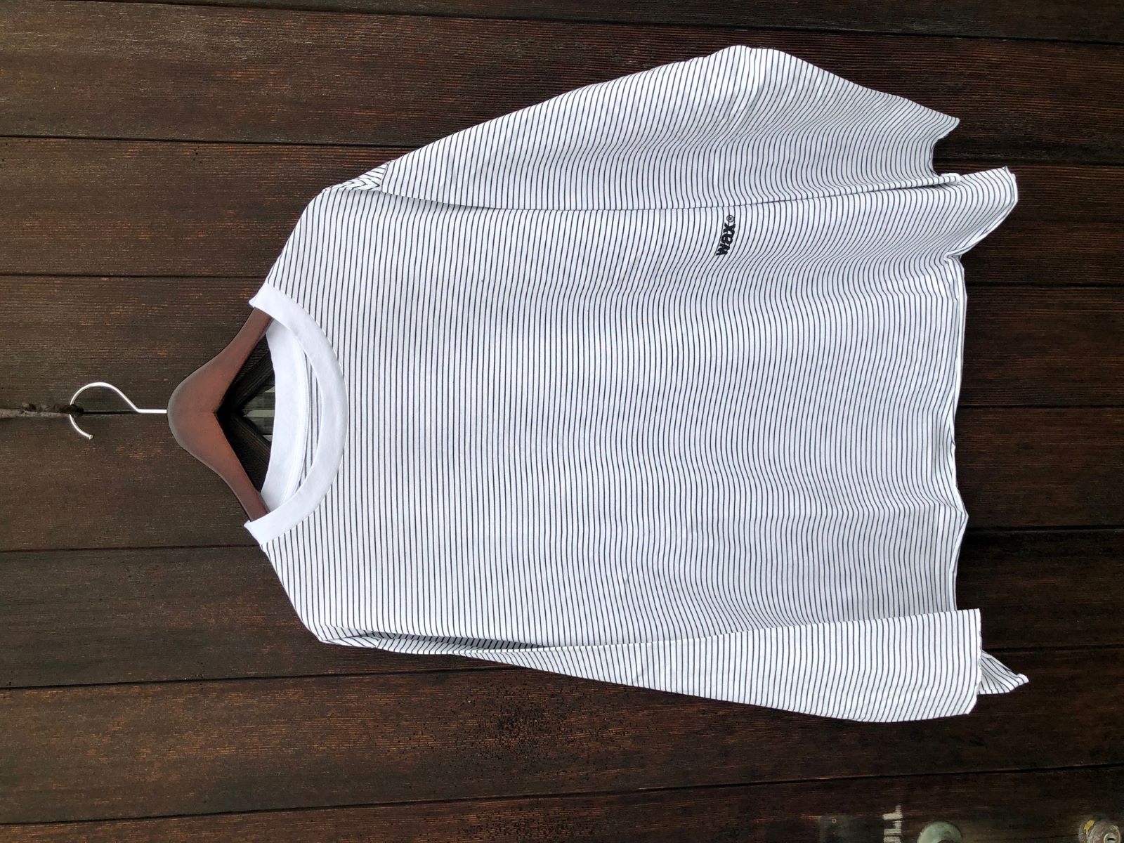 WAX Pin stripe cut off long tee ホワイト | FLARY