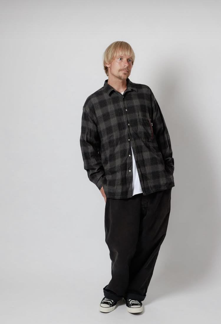 WAX Brushed check shirts チャコール | FLARY