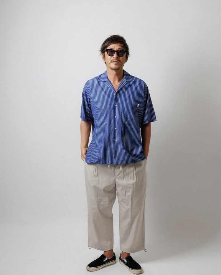 WAX Stripe open shirts Blue | FLARY