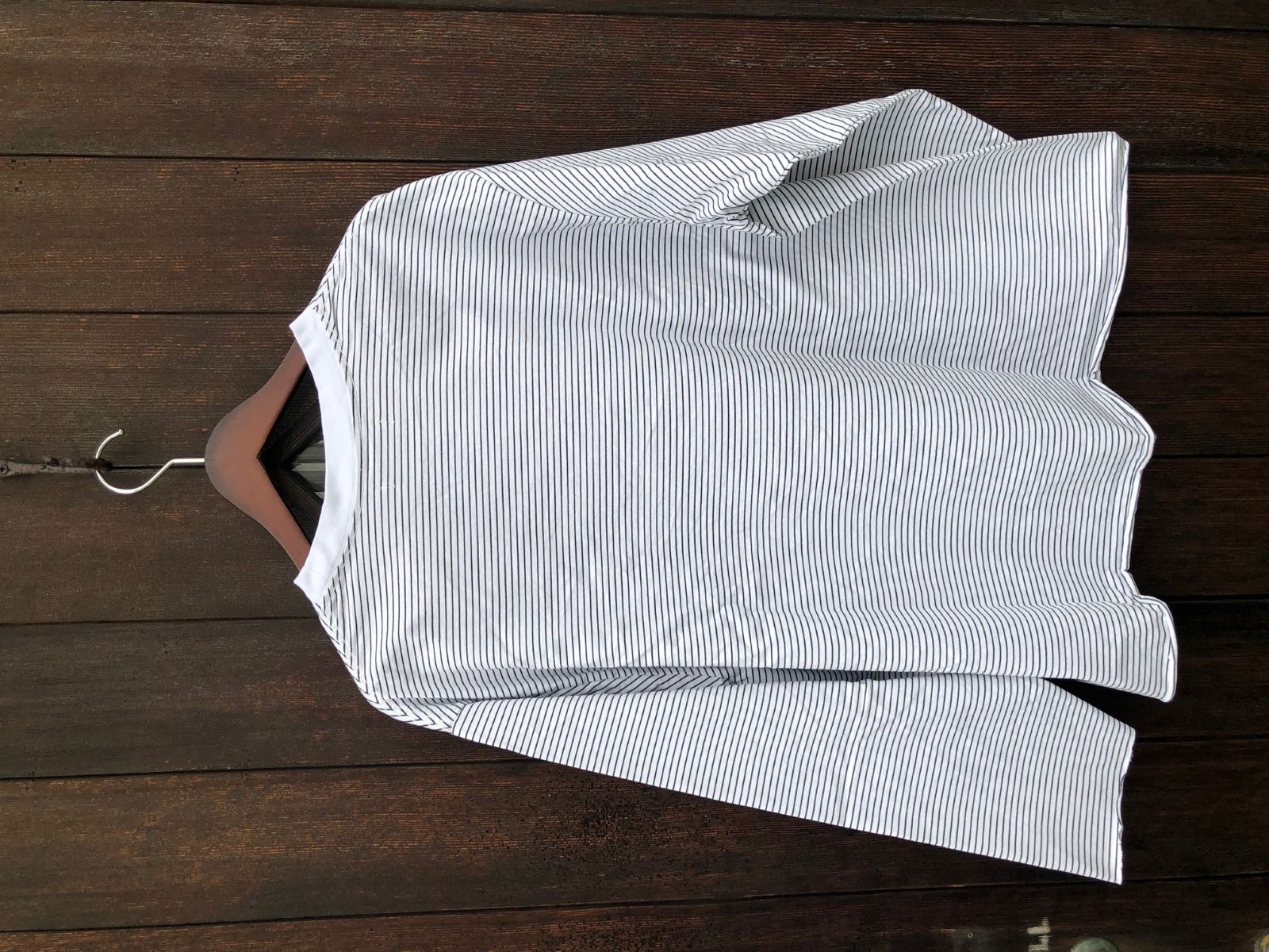 WAX Pin stripe cut off long tee ホワイト | FLARY