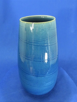 信楽焼 花瓶 花入れ 千段青砂掛け 高さ25cm 信楽焼 花瓶 青ガラス