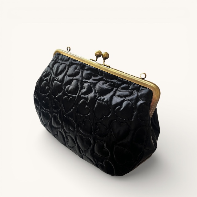 ショルダー】がま口バッグ ブラックハート | G3sewing