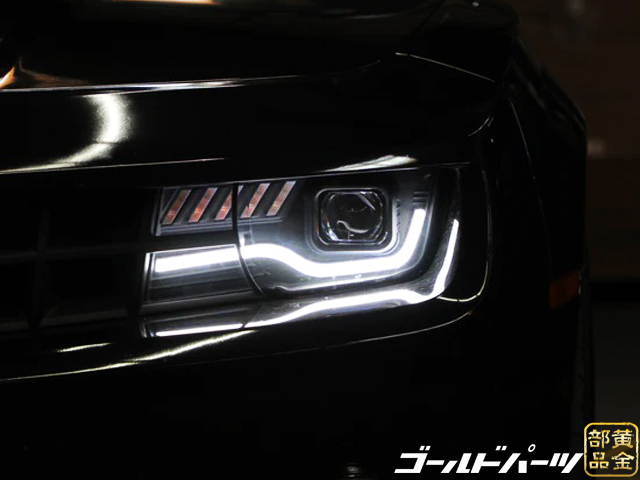 美品 シボレーカマロ 2010-2013 ヘッドライト エンジェルアイ7色