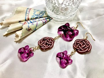 ねこちゃん レジンパーツ ピンクのバラ