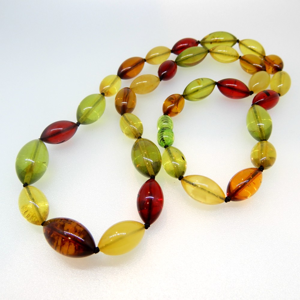 琥珀ロングネックレス マルチカラー (60cm) | Honma Jewelry - netshop -