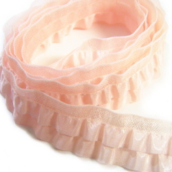 ストレッチフリルレース【ダブル】20mm（サーモンピンク#300