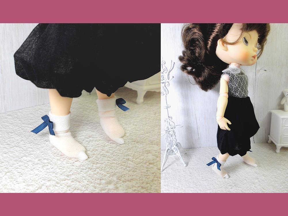 peony] MONST DOLL(モンストドール)用ソックス2足組セット ネイビー 